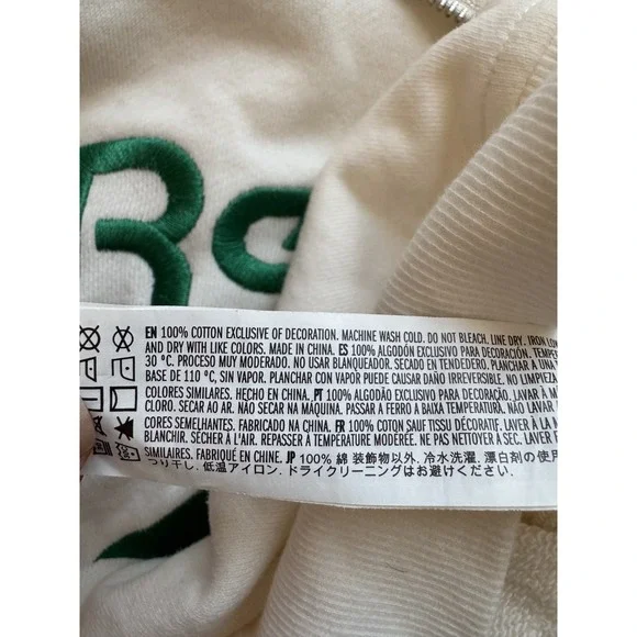 Reebok x Forever 21 Cropped Half-Zip Pullover Sweatshirt Chalk Cream Large - Picture 7 of 8